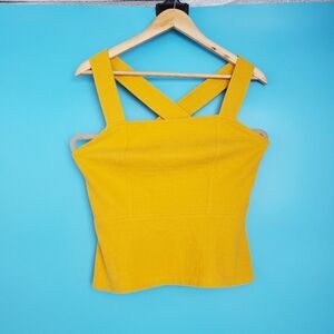 Current Air Blouse Size Small Yellow Sleeveless Back Cross